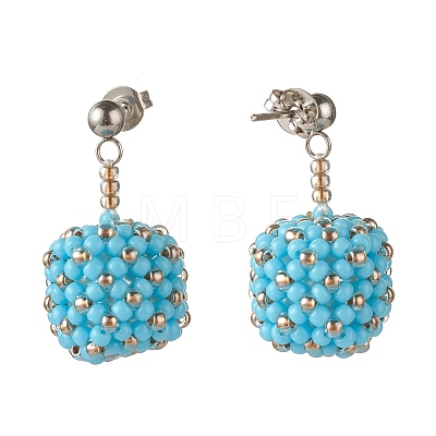 TOHO Japanese Seed Beads Dangle Stud Earrings EJEW-JE04762-02-1
