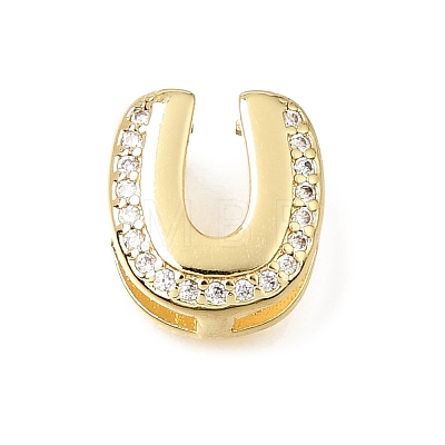 Brass Micro Pave Clear Cubic Zirconia Initial Spacer Bars KK-E802-34G-U-1