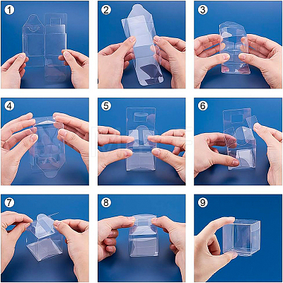 Transparent Plastic PET Box Gift Packaging CON-WH0052-8x8cm-1