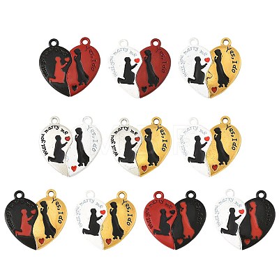 10 Bags Spray Painted Alloy Red and Black Enamel Split Pendants FIND-FS0004-21-1