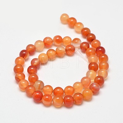 Round Natural Red Agate Bead Strands G-M257-8mm-26-1