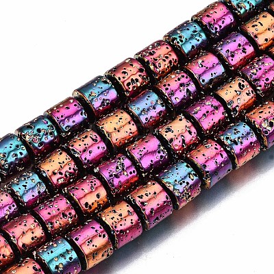 Electroplated Natural Lava Rock Beads Strands G-T114-78-1