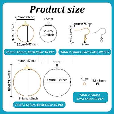 140Pcs 8 Styles 304 Stainless Steel Earring Hooks & Open Jump Rings Finding Kits STAS-PH0007-61-1