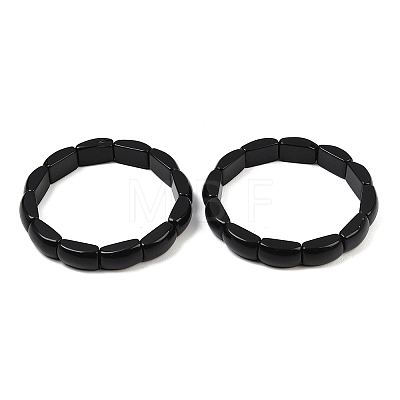 Natural Obsidian Bead Stretch Bracelets for Women Men BJEW-C097-02A-19-1