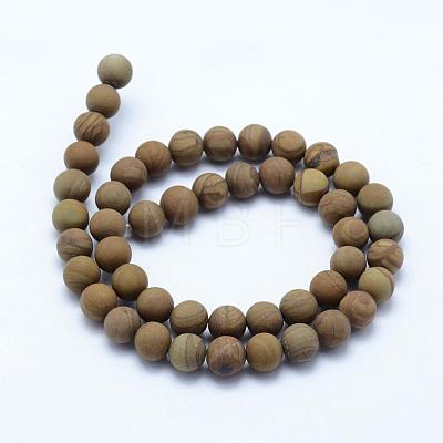 Natural Wood Lace Stone Beads Strands G-F518-21-10mm-1