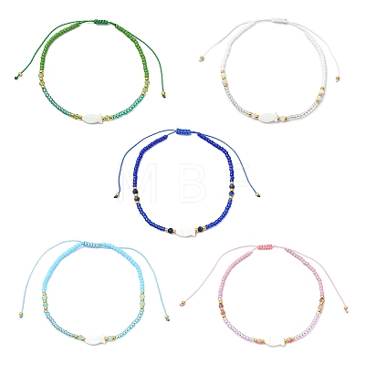 Natural Gemstone & Glass Seed Beads Braided Bead Bracelets BJEW-JB13887-1