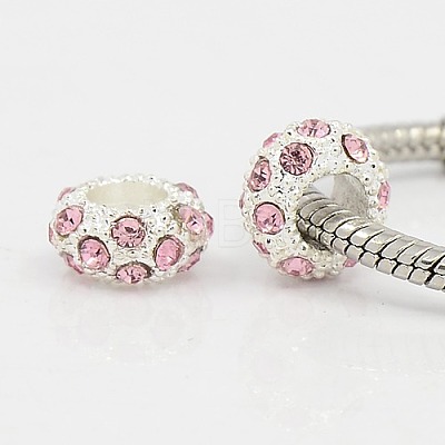 Rose Rhinestone Crystal European Beads X-CPDL-H999-9-1