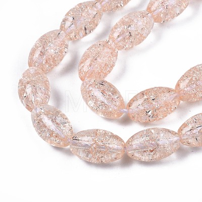 Transparent Crackle Glass Beads Strands GLAA-S192-B-010F-1