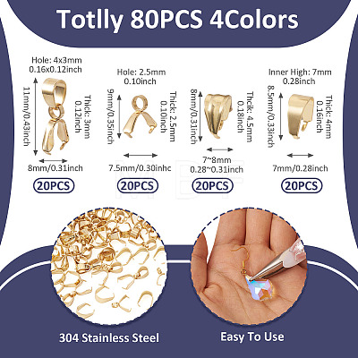 201 Stainless Steel Snap on Bails & Ice Pick Pinch Bails & Pendant Pinch Bails STAS-TA0006-34-1