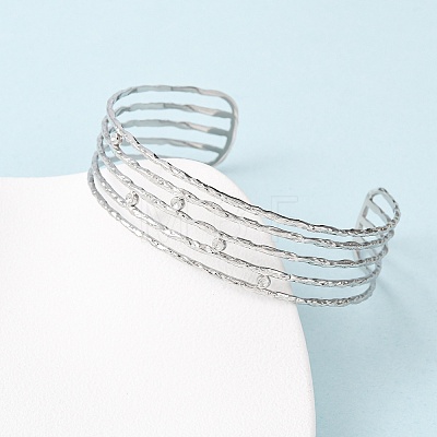 304 Stainless Steel Multi-strand Cuff Bangles for Women BJEW-B156-01-1