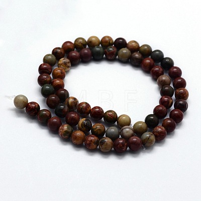 Natural Polychrome Jasper/Picasso Stone/Picasso Jasper Beads Strands G-I199-09-6mm-1