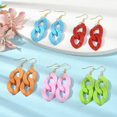 Acrylic Curb Chains Shape Dangle Earrings EJEW-JE05571-1