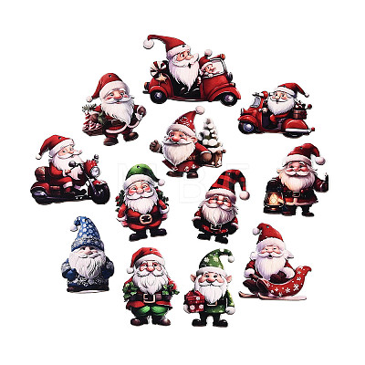 24Pcs Christmas UV Single Face Printed Wood Pendant Decorations WOOD-N020-19-1
