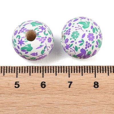 Printed Wood European Beads WOOD-G029-06B-1