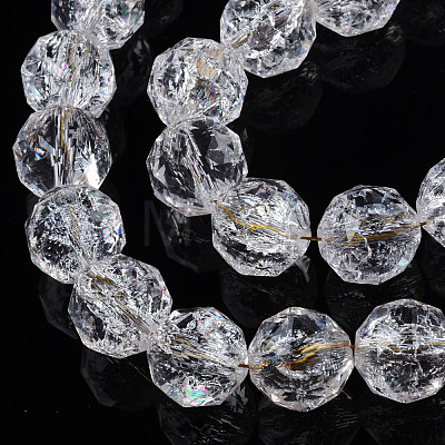 Transparent Crackle Glass Beads Strands GLAA-N051-01-1