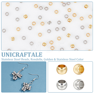 Unicraftale 60Pcs 2 Colors Ion Plating(IP) 201 Stainless Steel Beads STAS-UN0055-57-1