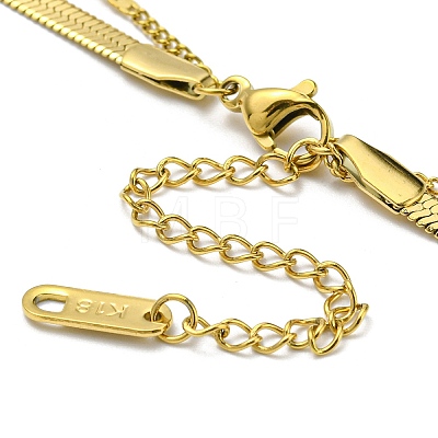 304 Stainless Steel Herringbone & Curb Chains Double Layered Necklaces NJEW-K257-01G-1