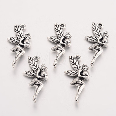 Tibetan Style Alloy Fairy Pendant Rhinestone Settings X-TIBEP-Q043-350-RS-1