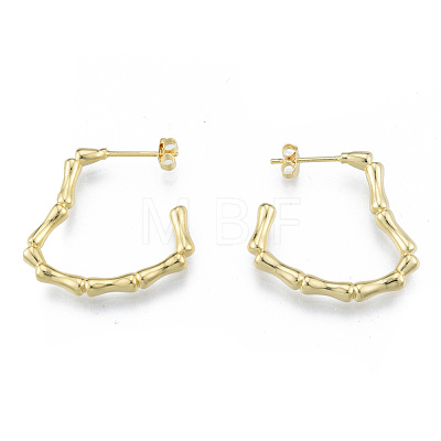 Bamboo Joint Ring Brass Stud Earring for Women EJEW-N011-102-1