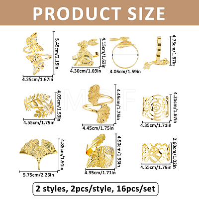 16Pcs 8 Styles Alloy Napkin Rings AJEW-FH0009-21-1