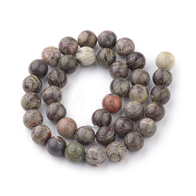 Natural Flower Agate Beads Strands G-Q462-4mm-34-1