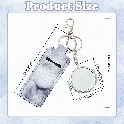 PU Leather & Iron Mirror Keychains HJEW-YW00545-05-1