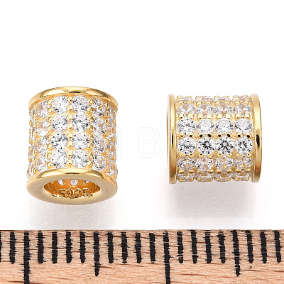 925 Sterling Silver Micro Pave Cubic Zirconia Beads STER-T004-89G-1