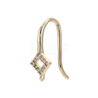 Brass Micro Pave Cubic Zirconia Earring Hooks X-KK-T063-018-NF-1
