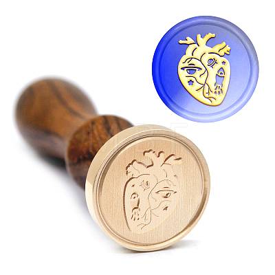 Brass Wax Seal Stamp with Handle AJEW-WH0184-1028-1