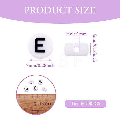 500Pcs Acrylic Horizontal Hole Letter Beads OACR-YS0001-03E-1