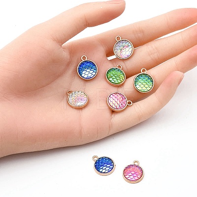 8Pcs 4 Colors Alloy Resin Pendants FIND-YW0003-76-1