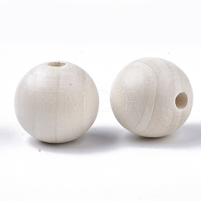 Natural Unfinished Wood Beads WOOD-S651-A25mm-LF-1