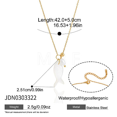 Ocean Natural Shell Fish Pendant 304 Stainless Steel Chain Necklaces for Women WGCFF8B-02-1