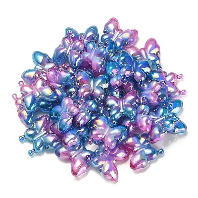 UV Plating Rainbow Iridescent Acrylic Beads OACR-G012-09D-1