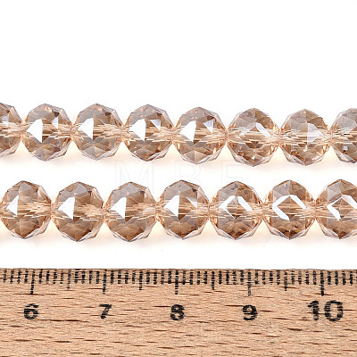 Electroplate Transparent Glass Round Beads Strands EGLA-T029-8mm-12T-14-1