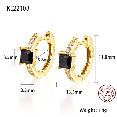 Real 18K Gold Plated 925 Sterling Silver Hoop Earrings ZC1005-2-1