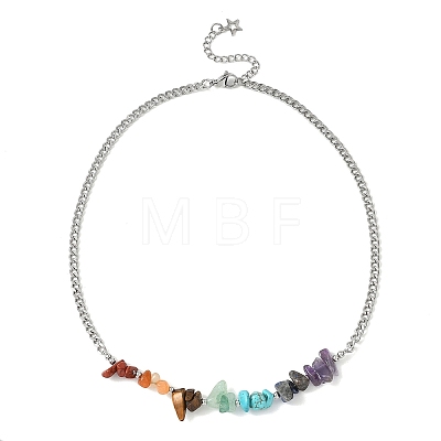Chakra Mixed Gemstone Chip Beaded Necklaces NJEW-JN05694-1
