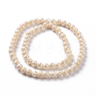 Electroplate Glass Beads Strands GLAA-E036-14-M-1