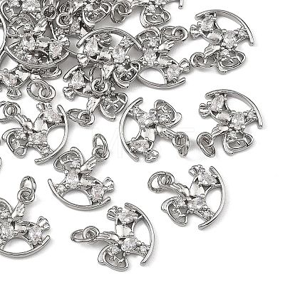 SHEGRACE Brass Pave Clear Cubic Zirconia Charms XGRQ4D002-658P-1