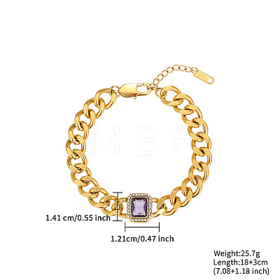 Rectangle Cubic Zirconia Link Bracelets ZV2331-2-1