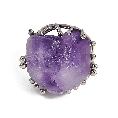 Nuggets Natural Amethyst Finger Rings RJEW-P128-08P-D-1