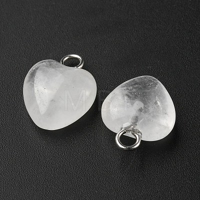 Natural Quartz Crystal Heart Charms G-G998-B01-1