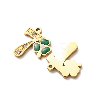 304 Stainless Steel Enamel & Rhinestone Pendants STAS-B130-01G-7-1