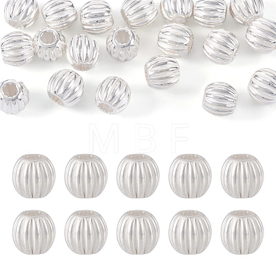 20Pcs 925 Sterling Silver Corrugated Round Spacer Beads STER-TA0001-32-1