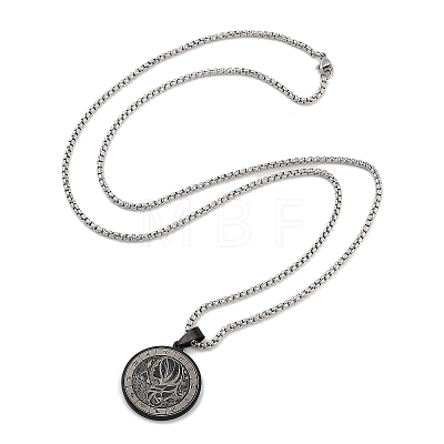 Retro Mandala 201 Stainless Steel Box Chain Constellation Pendant Necklaces for Women Men NJEW-M223-01L-1