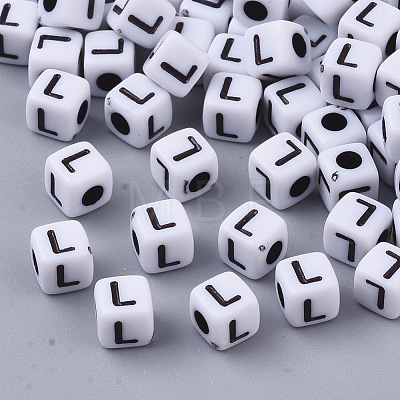 White Opaque Acrylic Beads MACR-R869-02L-1