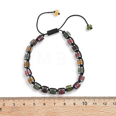 Adjustable Natural Tourmaline and Non-magnetic Synthetic Hematite Braided Bead Bracelets BJEW-Z090-01J-1