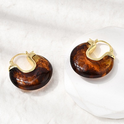 Brass Resin Hoop Earrings EJEW-P333-11C-G02-1