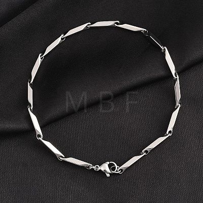 Tarnish Resistant Unisex 201 Stainless Steel Bar Link Chain Bracelets BJEW-L637-35B-P-1