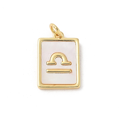 Brass Pave Natural White Shell Pendants KK-S522-09G-L-1